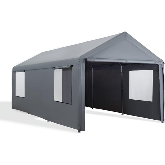 Abba Patio 12' x 20' Storage Shelter Tent, Outdoor Carport for Motorcycle, ATV, Bike or Garden Tools, Gray