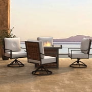 Abba Patio 5-Piece Outdoor Conversation Set w/ Fire Pit Table, 360  Swivel Chairs & Cushions for Garden Backyard Deck