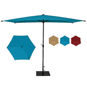 Abba Patio 6.5'x10' Square Lyon Outdoor Patio Umbrella,6 Ribs-Blue