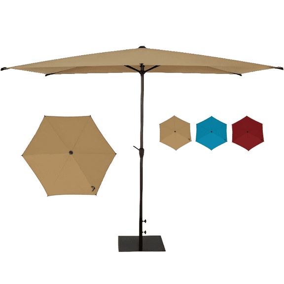 Abba Patio 6.5'x10' Square Lyon Outdoor Patio Umbrella,6 Ribs-Brown