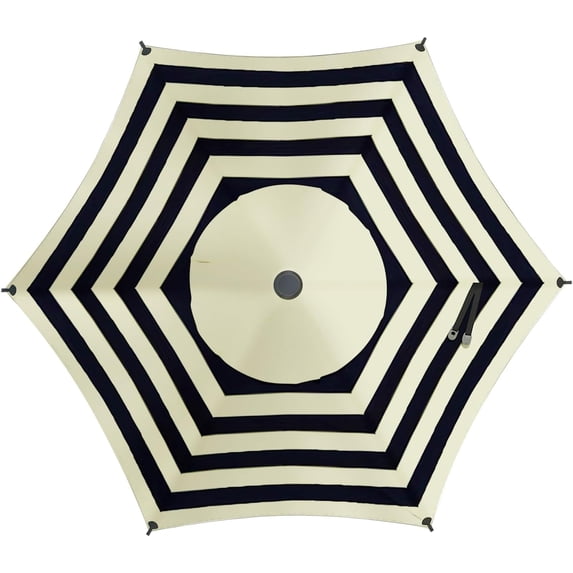Abba Patio 7.5ft Lyon Outdoor Patio Umbrella Cover Replacement w/ 6 Sturdy Ribs, Black & Cream Stripe