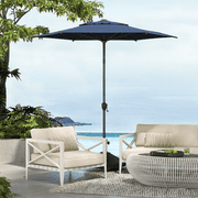 Abba Patio 7.5ft Oslo Large Market Umbrella w/ Push Button Tilt & Crank for Pool, Deck, Backyard, 6 Ribs, Dark Blue