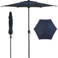 thumbnail image 1 of Abba Patio 7.5ft Outdoor Patio Umbrella w/ Push Button Tilt and Crank, 6 Ribs, Dark Blue, 1 of 12