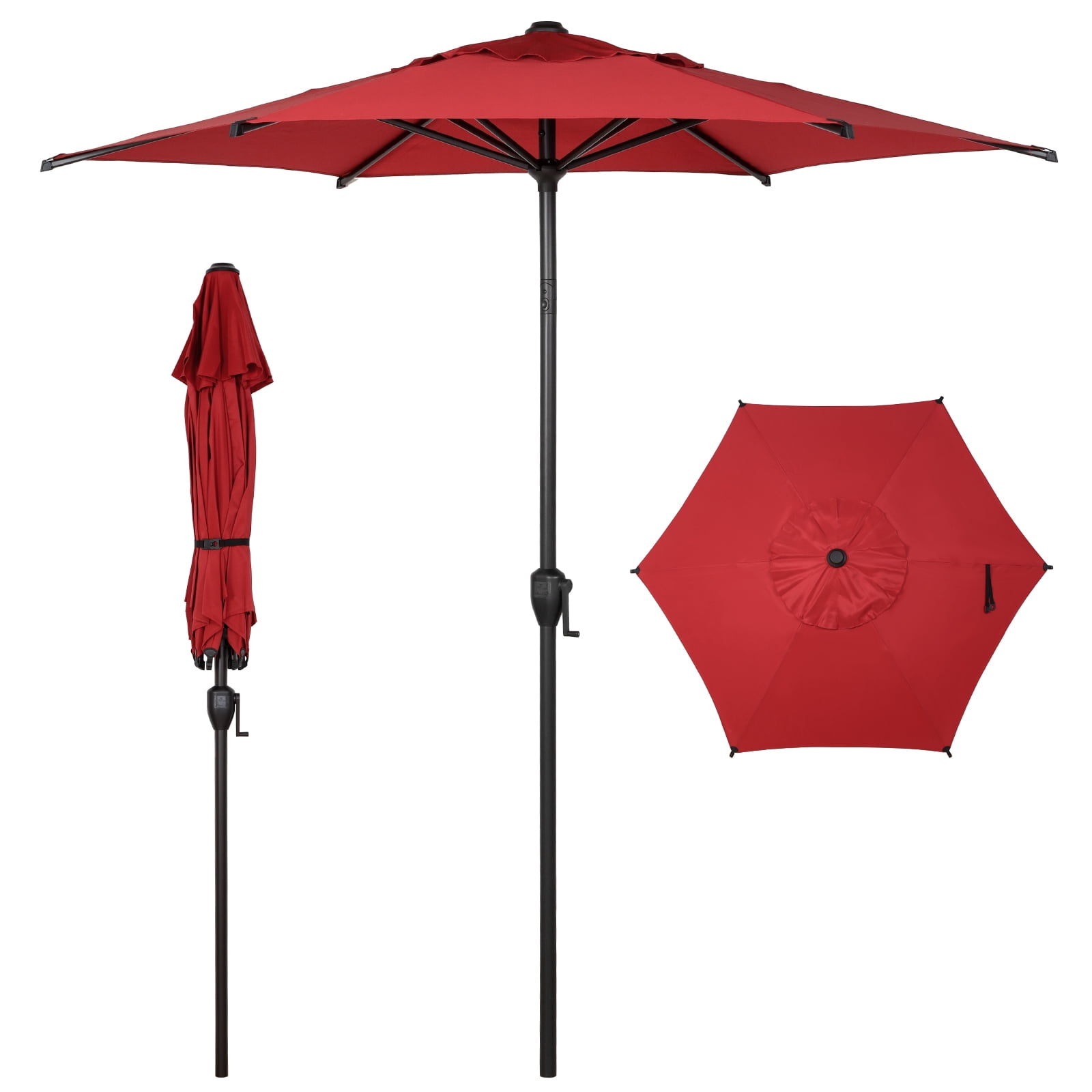 abba patio cantilever push tilt patio umbrella Lyon 2023| 9 Feet With Button and Crank 9ft / Red 54 round Abba Patio 11-ft Steel Red