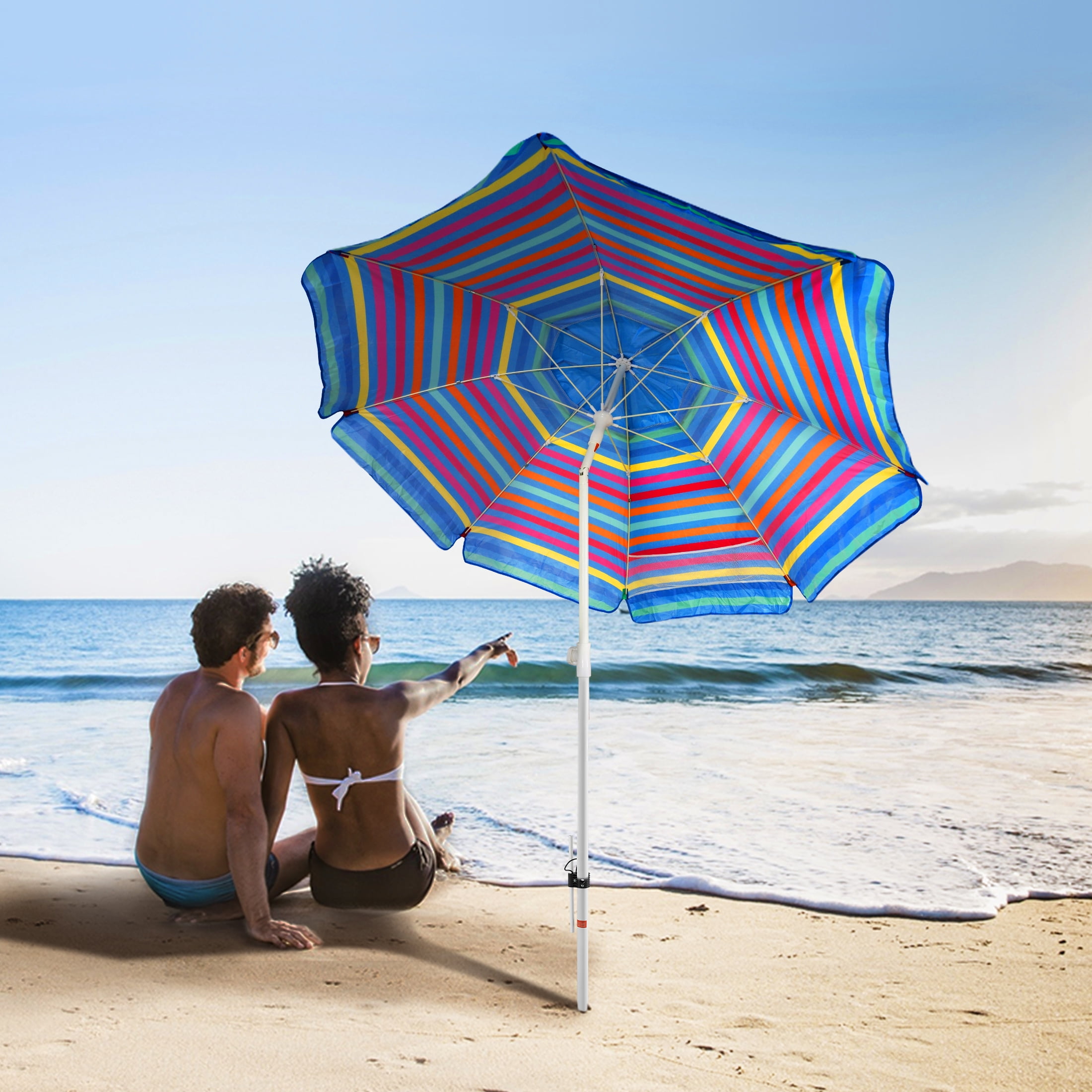 extension pole for hampton bay patio umbrella Hampton Bay 7.5 ft. Market Crank and Tilt Outdoor Patio Umbrella in Tan and  White Cabana Stripe UTS11502A-ST1
