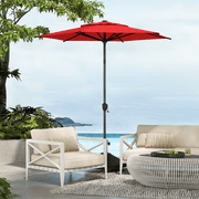 Abba Patio 7.5ft Oslo Outdoor Umbrella w/ Push Button Tilt & Crank, 6 Ribs, Dark Red