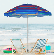 Abba Patio 7 Stripe Portable Beach Umbrella w/ Carry Bag, UV Protection for Beach Patio Outdoor