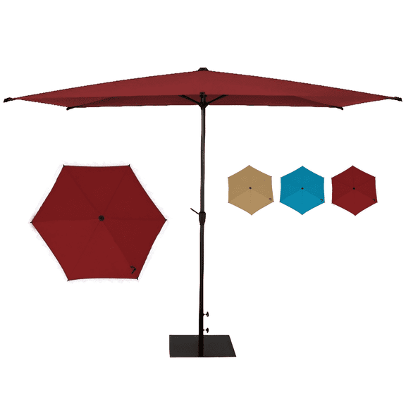 Abba Patio 6.5'x10' Square Lyon Outdoor Market Patio Umbrella,6 Ribs-Dark Red