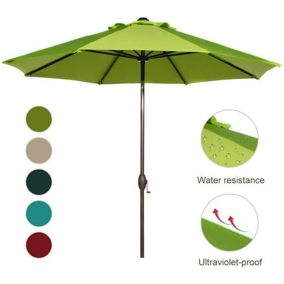 Abba Patio 9-Ft Aluminum Patio Umbrella with Auto Tilt and Crank, 8 Ribs, Lime Green