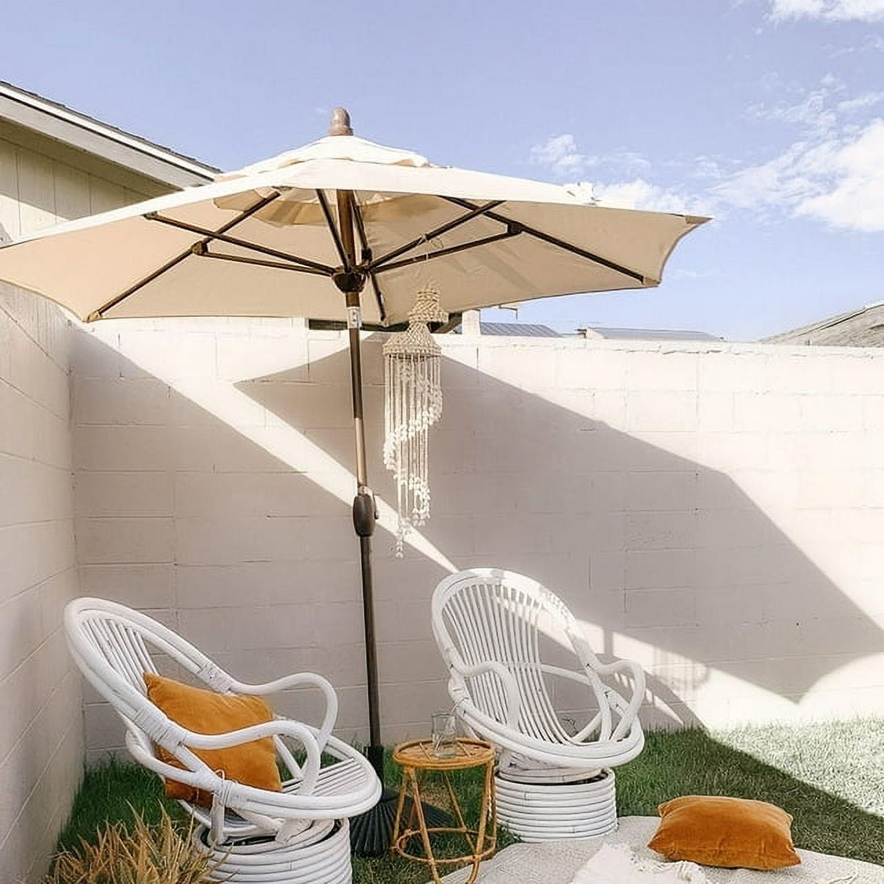 Abba Patio 9ft Aluminum Outdoor Patio Umbrella w/ Tilt & Crank, Star Series-6 Ribs, Beige