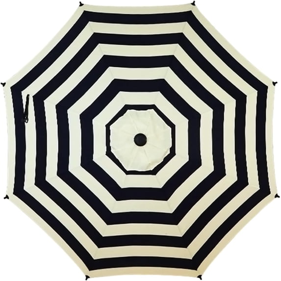 Abba Patio 9ft Lyon Outdoor Patio Umbrella Cover Replacement w/ 8 Sturdy Ribs, Black & Cream Stripe