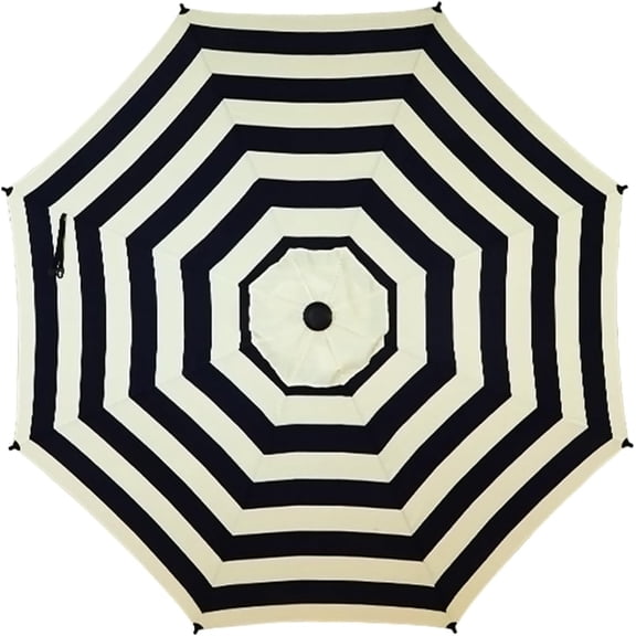 Abba Patio 9ft Lyon Outdoor Patio Umbrella Cover Replacement w/ 8 Sturdy Ribs, Black & Cream Stripe