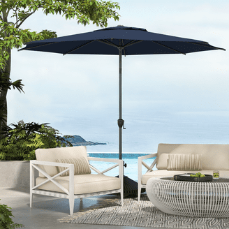 blue patio umbrella walmart Best Choice Products 7.5ft Heavy-Duty Round Outdoor Market Table w/Steel Pole, Push Button Tilt, Easy Crank Lift Equipped with 32 warm Market Umbrellas in Patio Umbrellas