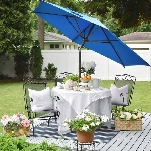 Abba Patio 9ft Outdoor Market Patio Umbrella, Aluminum Frame, Star Series, Dark BlUE
