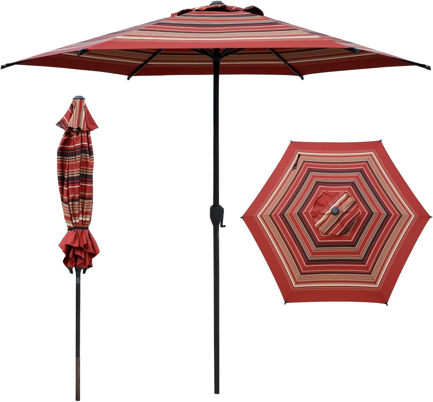 Abba Patio 9ft Outdoor Patio Umbrella w/ Push Button Tilt and Crank, 6