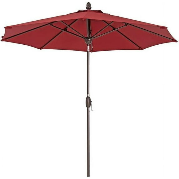 Abba Patio 9ft Apple-Shaped Heavy-Duty Outdoor Market Patio Umbrella w/ crank, 8 Ribs-Dark Red
