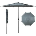thumbnail image 1 of Abba Patio 9ft Outdoor Patio Umbrella w/ Push Button Tilt & Crank, 8 Ribs, Grey, 1 of 13