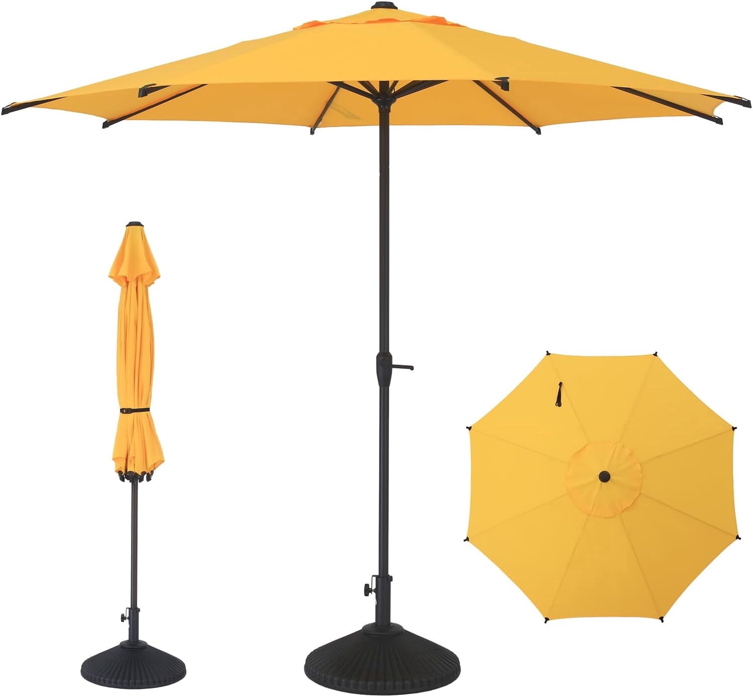 abba patio sunbrella patio umbrella Abba Patio 9ft Outdoor Patio Umbrella w/ Push Button Tilt and Crank, 8  Ribs, Yellow