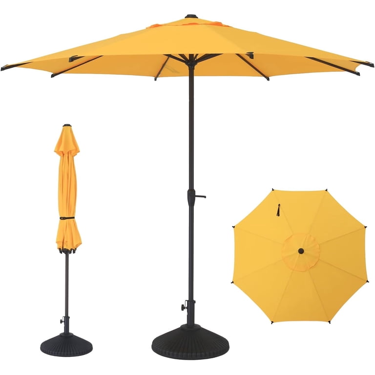 abba yellow patio umbrella Abba Patio 9ft Outdoor Patio Umbrella w/ Push Button Tilt and Crank, 8 Ribs, Yellow, Size: 9'
