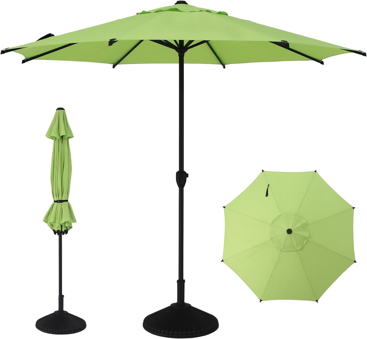 double layer patio umbrella strut assembly OVIOS 15FT Double-Sided Patio Market Umbrella with Base Beige