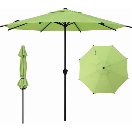 Abba Patio 9ft Outdoor Patio Umbrella w/ Push Button Tilt and Crank, 8 Ribs, Lime