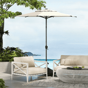 Abba Patio Large 7.5ft Oslo Tilting Outdoor Umbrella, Push Button & Crank, 6 Ribs, Beige