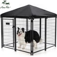 thumbnail image 1 of Abba Patio Outdoor Dog Kennel 7.8ft x 4.6ft x 6.2ft w/ Waterproof Cover and Lockable Gate, Black, 1 of 6