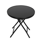 Abba Patio Outdoor Folding Side Bistro Table w/ Tempered Glass Tabletop, Black