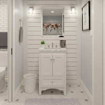 Abbey 24" Bathroom Vanity with White Cabinet and Carrara Marble Top