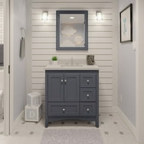 Abbey 36" Bathroom Vanity with Marine Gray Cabinet and Quartz Top