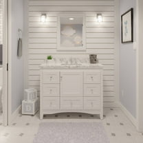 Abbey 42" Bathroom Vanity with White Cabinet and Carrara Marble Top