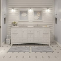 Abbey 72" Double Bathroom Vanity with White Cabinet and Quartz Top