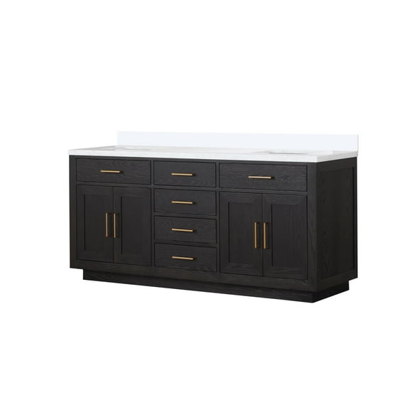 Abbey 72 in W x 22 in D Black Oak Double Vanity and Cultured Marble Top
