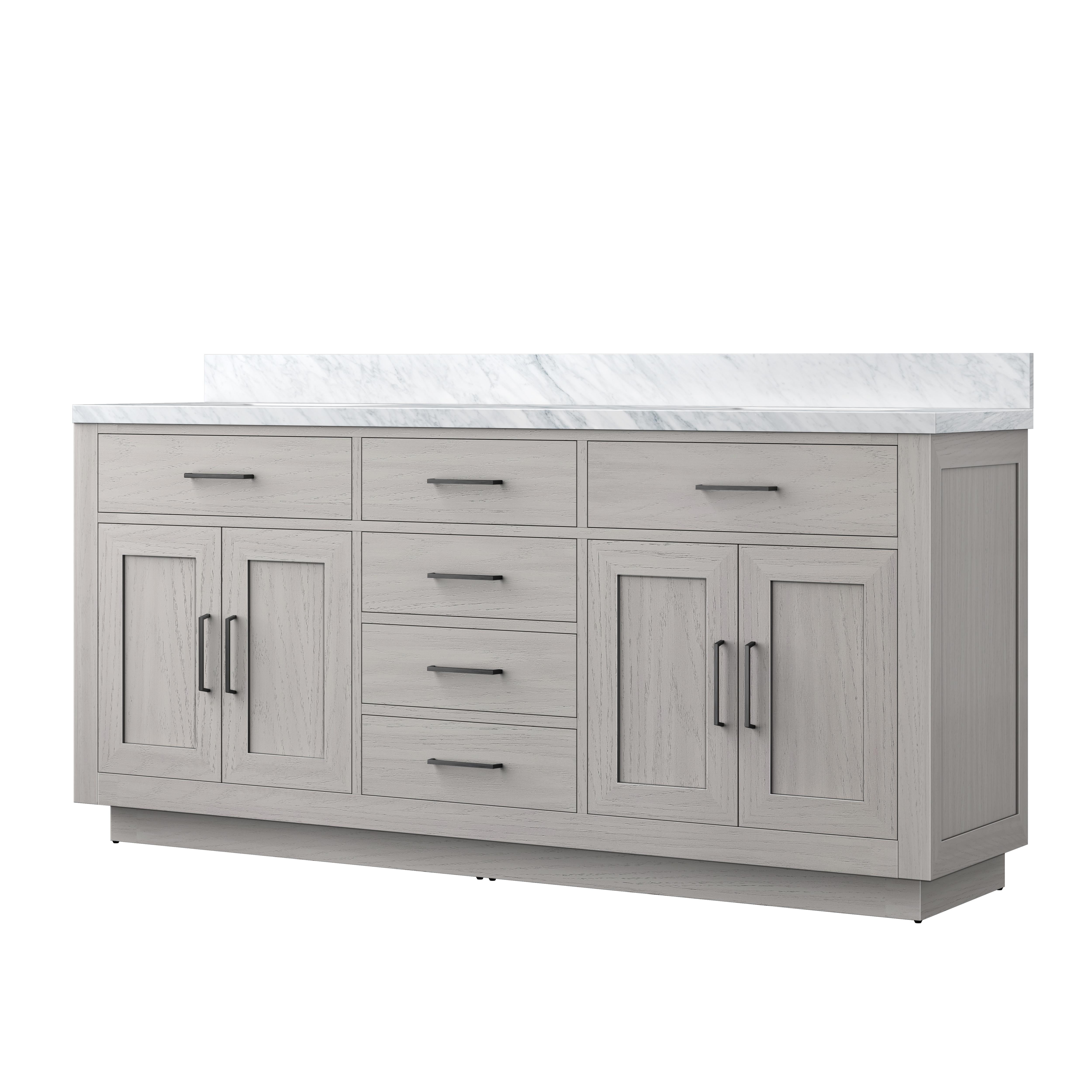 Abbey 72 in W x 22 in D White Oak Double Bath Vanity and Carrara Marble Top