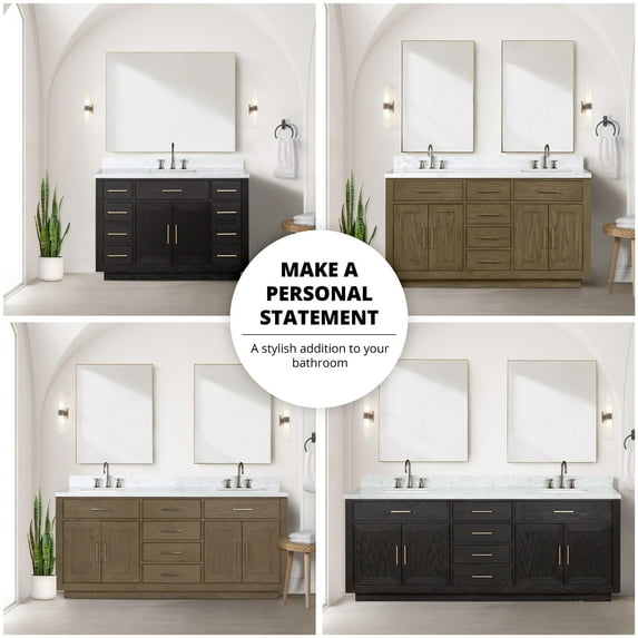 Abbey 80" W Grey Oak Double Vanity, Cultured Marble Top and 36" Mirrors