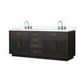 thumbnail image 1 of Abbey 80 in W Black Oak Double Vanity, Cultured Marble Top and Faucet Set, 1 of 11