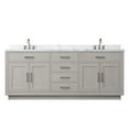 thumbnail image 1 of Abbey 80 in W White Oak Double Vanity, Carrara Marble Top and Faucet Set, 1 of 5
