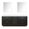 thumbnail image 1 of Abbey 84" W Black Oak Double Vanity, Carrara Marble Top and 36" Mirrors, 1 of 1