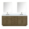 thumbnail image 1 of Abbey 84" W Grey Oak Double Vanity, Carrara Marble, Faucet and 36" Mirrors, 1 of 3