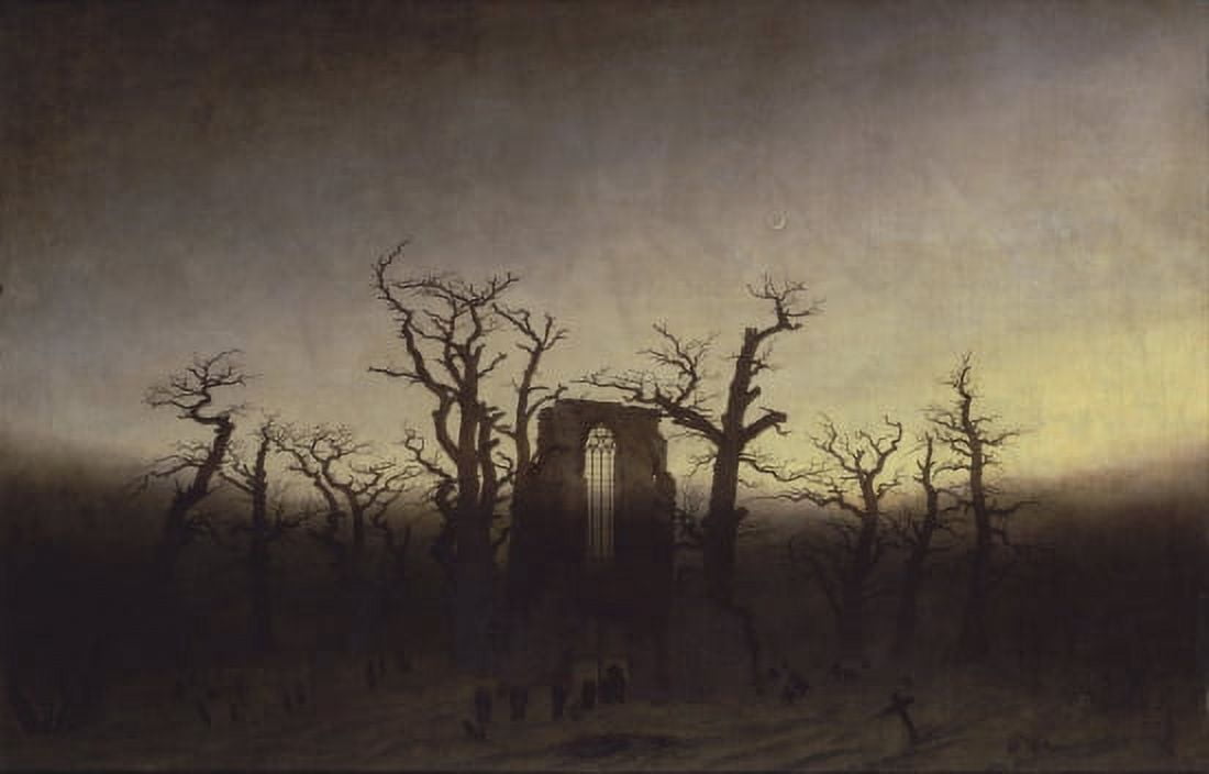Abbey Among Oak Trees Canvas Art - Caspar David Friedrich (24 x 36)