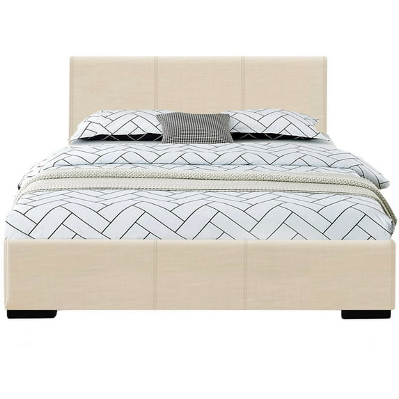 Camden Isle Abbey Pu And Wood Beige Full Platform Bed CI-102431
