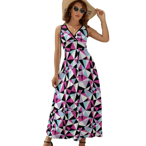 Abbey Bominable Womens Night Club Maxi Dress V Neck Sleeveless Bohemia Long Dresses