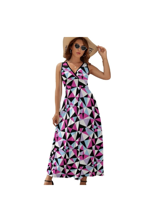 Abbey Bominable Womens Night Club Maxi Dress V Neck Sleeveless Bohemia Long Dresses