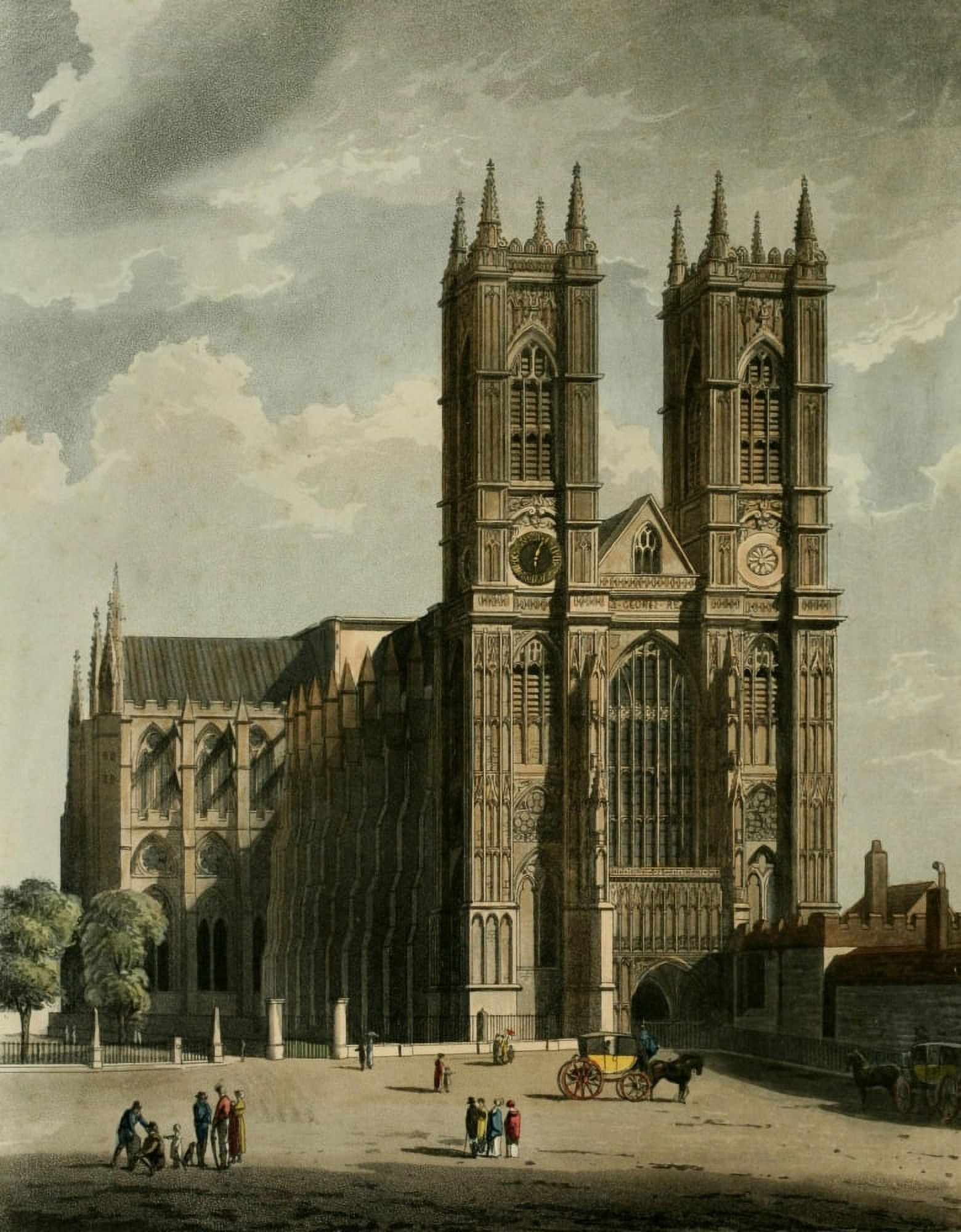 Abbey Church of St Peters Westminister 1812 West Front Canvas Art - A Pugin (18 x 24)