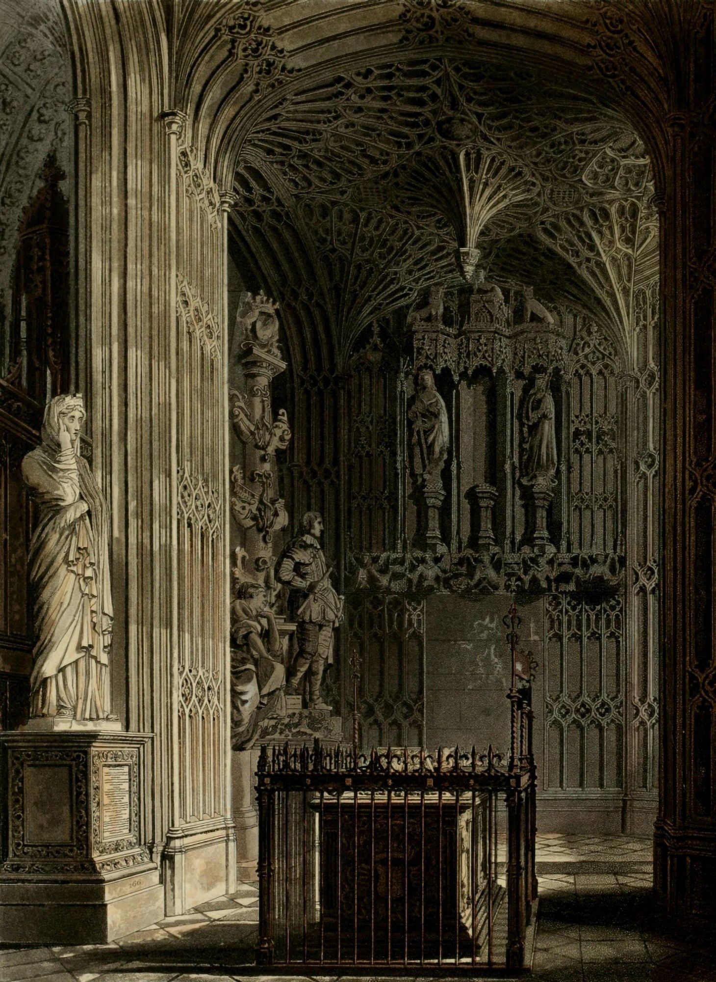 Abbey Church of St Peters Westminster East end of south aisle Canvas Art - Frederick Mackenzie (24 x 36)