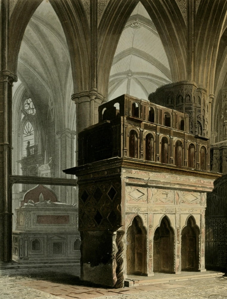 Abbey Church of St Peters Westminster Edward Confessors monument Canvas Art - A Pugin (24 x 36)