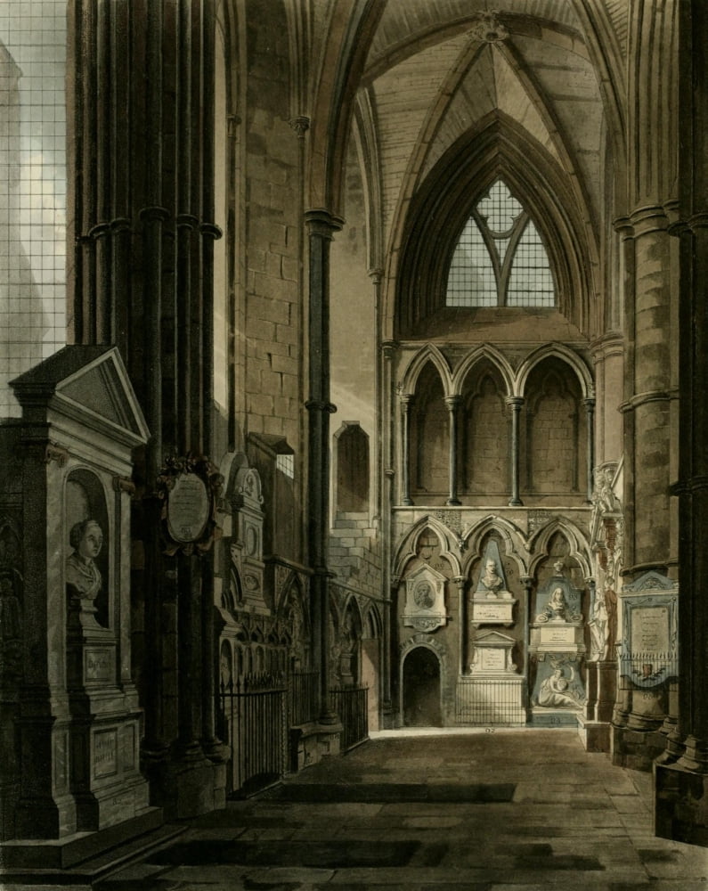 Abbey Church of St Peters Westminster Entrance to Poets corner Canvas Art - A Pugin (18 x 24)