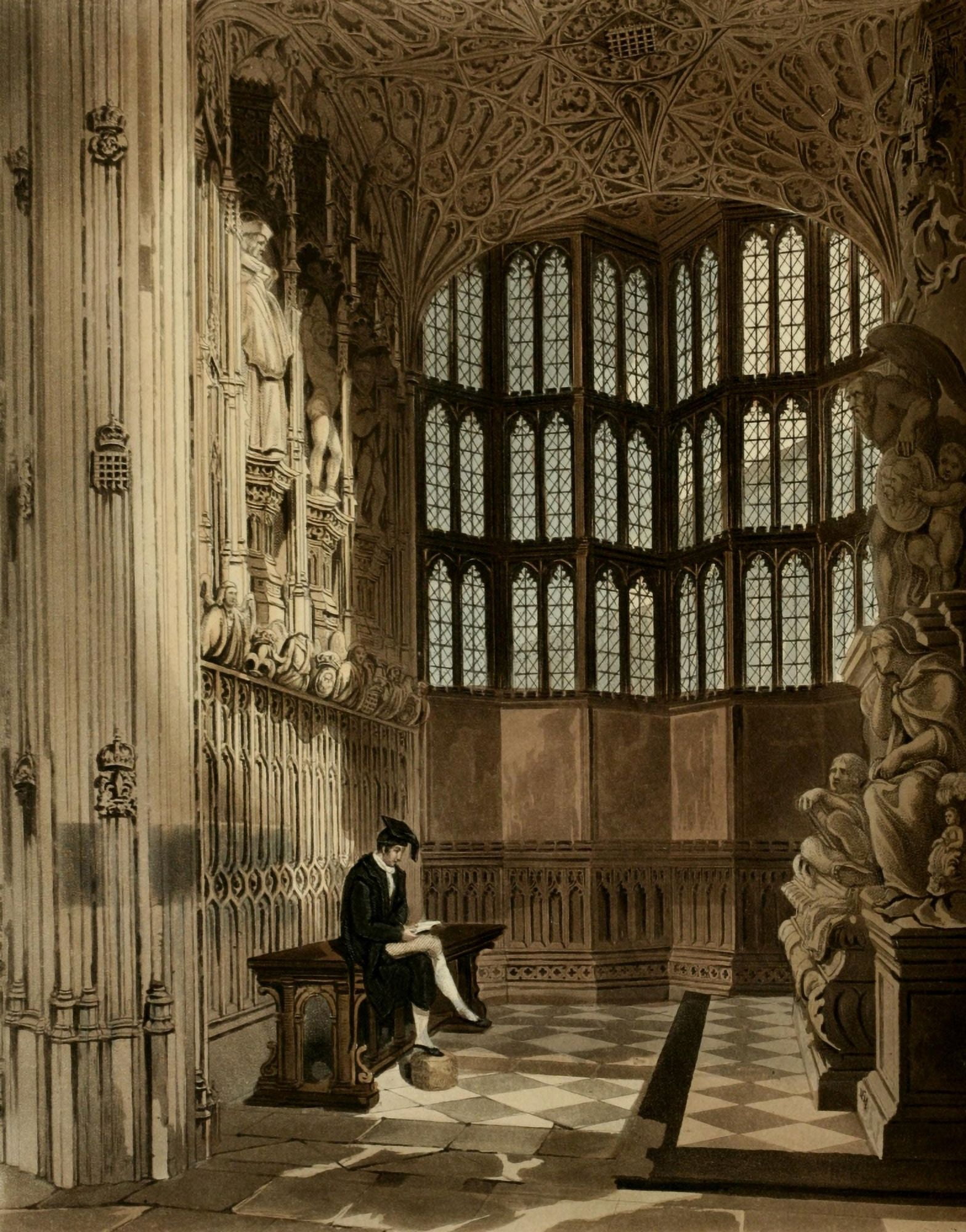 Abbey Church of St Peters Westminster Henry VII chapel Canvas Art - Thomas Uwins (24 x 36)