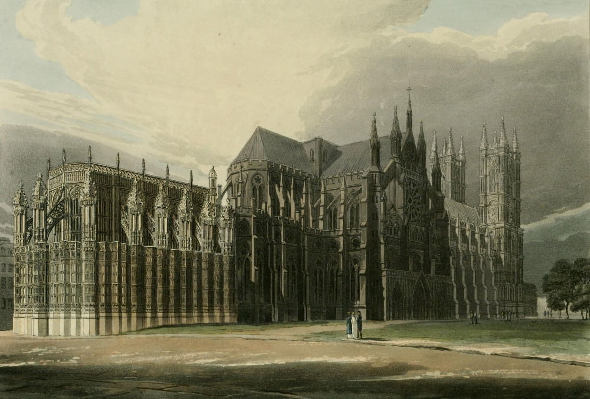 Abbey Church of St Peters Westminster North east view Canvas Art - Frederick Mackenzie (24 x 36)