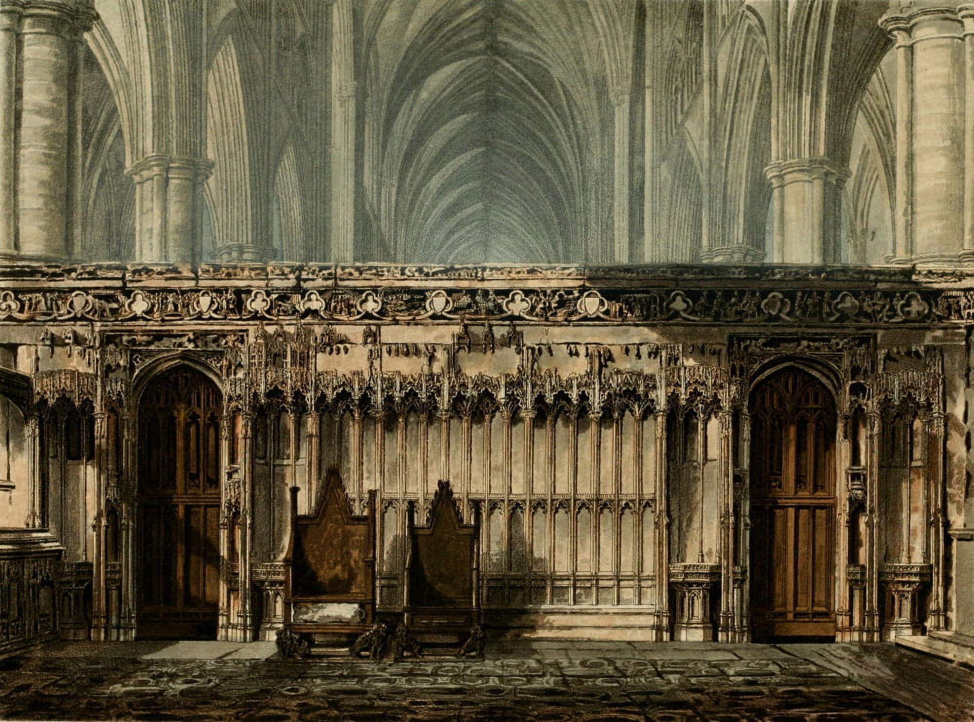 Abbey Church of St Peters Westminster Screen of Edward Confessor Canvas Art - Frederick Mackenzie (18 x 24)